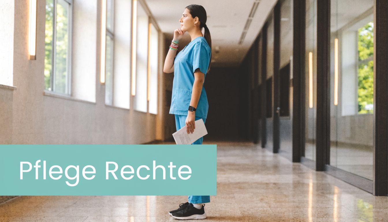 Eine Krankenschwester steht nachdenklich in einem Krankenhausflur und hält Unterlagen, während sie auf die Arbeit blickt.