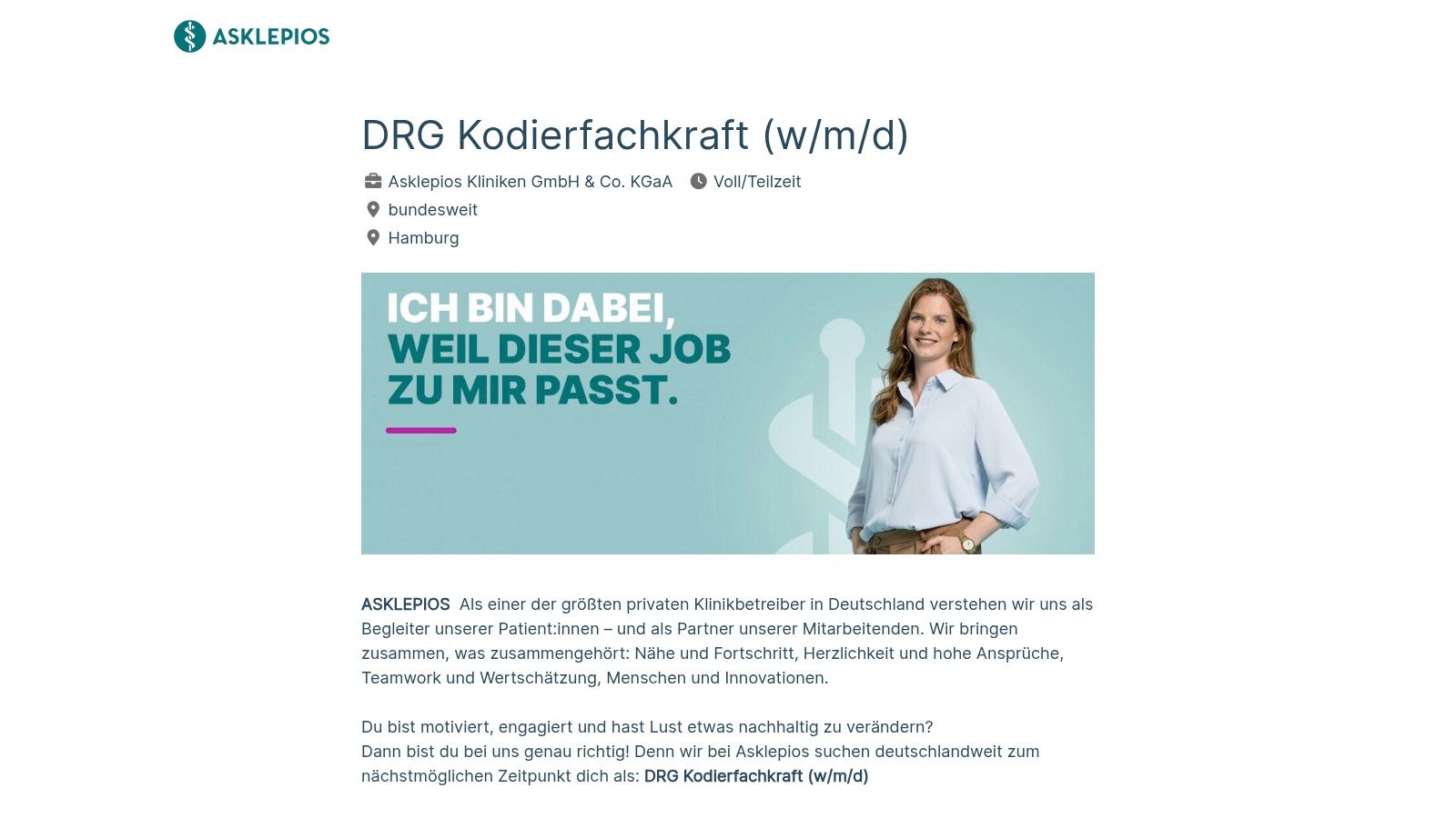 Asklepios Kliniken (ServiceLine Erlösmanagement)