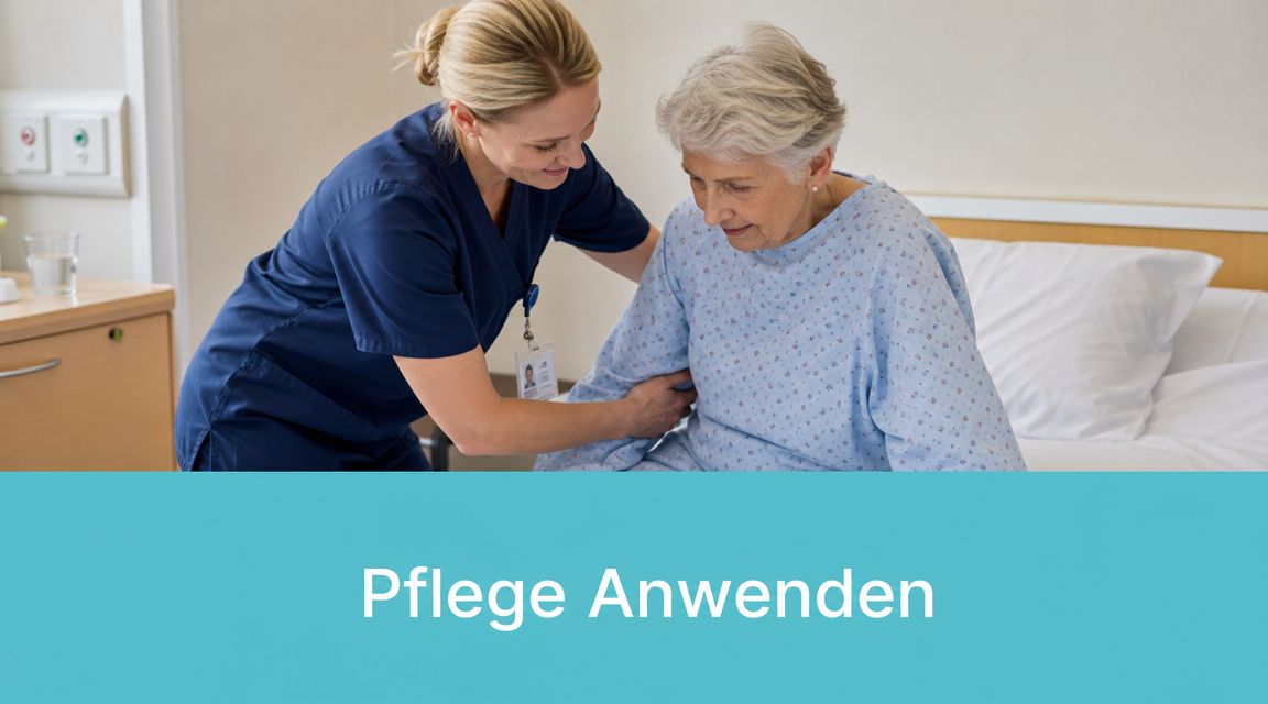 Eine freundliche Pflegekraft unterstützt eine ältere Patientin bei der Bewegung im Krankenhausbett für die Kinästhetik-Anwendung.