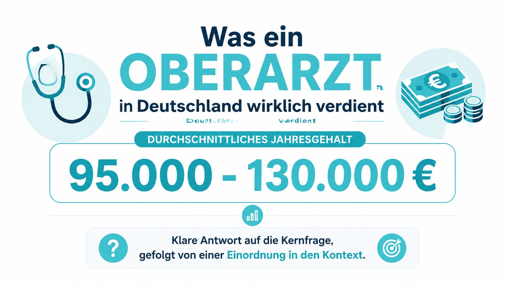 Grafik über das durchschnittliche Jahresgehalt von Oberärzten in Deutschland, das zwischen 95.000 und 130.000 Euro liegt.