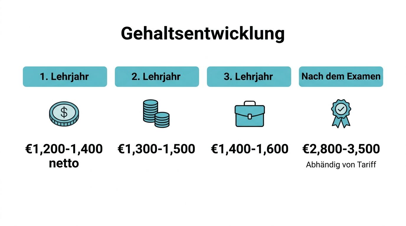 Eine Übersicht zur Gehaltsentwicklung während der Ausbildung zum Krankenpfleger in der Psychiatrie bis nach dem Examen.
