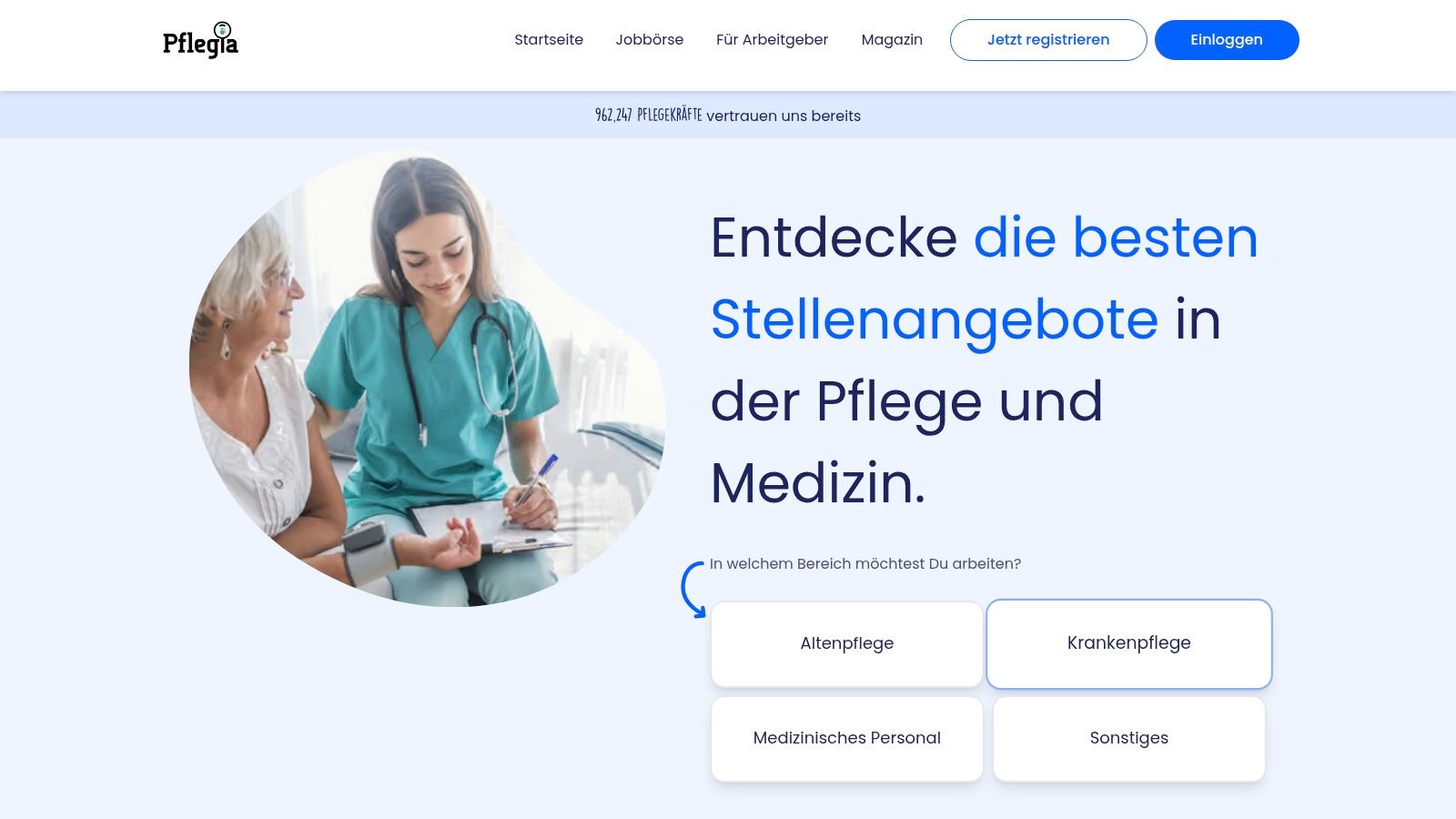 Pflegia, Matching-Plattform nur für Pflege